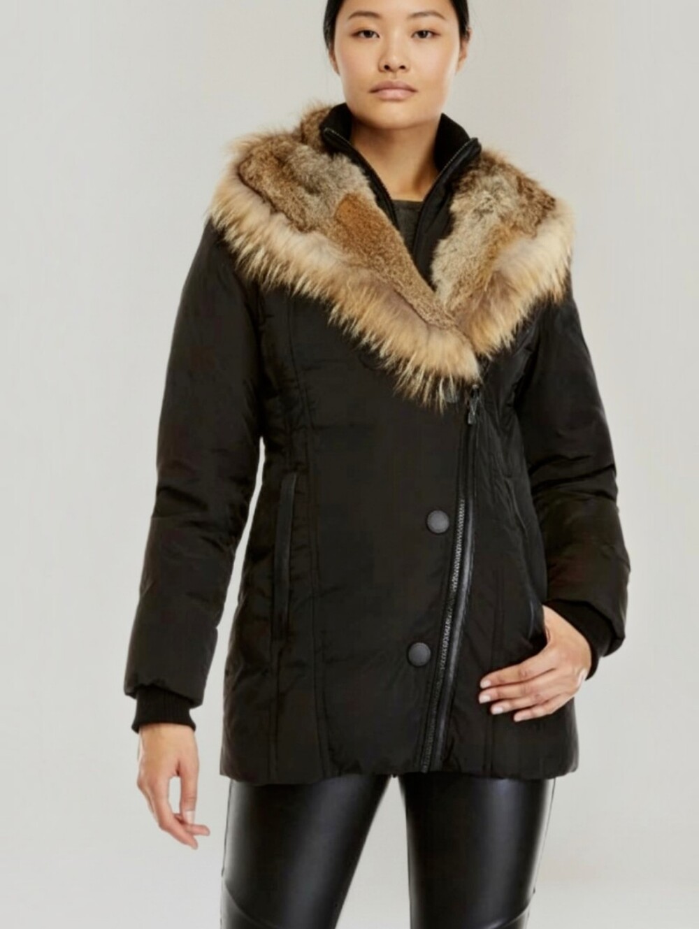 Auth! RUDSAK Ateliet Noir CARLA Naturl Fur Trim Down Coat Jacket Parka